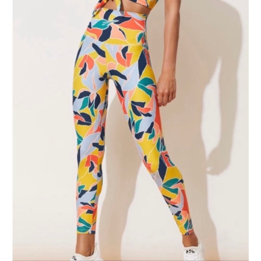 Beach Riot Multicolor Abstract Leaf Print High-Waist Leggings